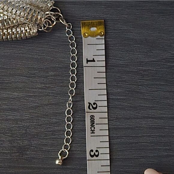 "5/$25" Silvertone 4 Strand Adjustable Snake Chain Bracelet Sz Average to Large - Picture 5 of 5